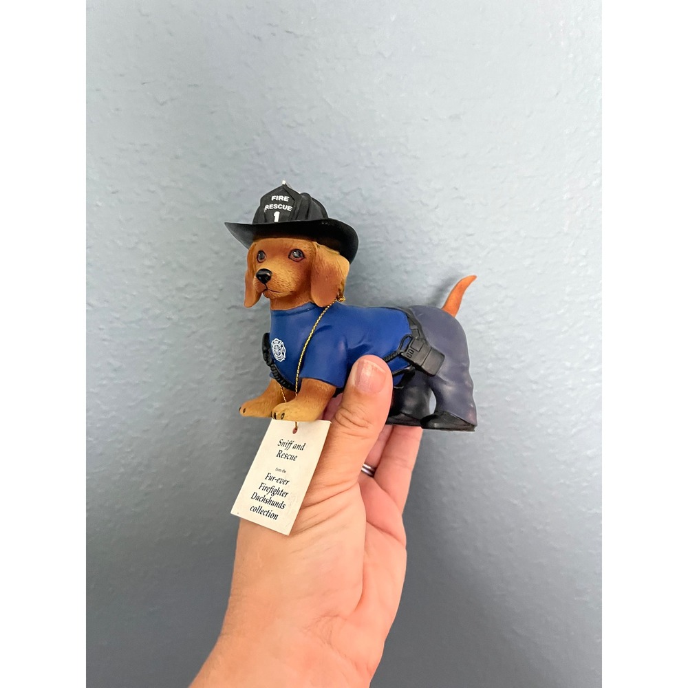 Hamilton Collection Sniff and Rescue Firefighter Dachshund Figurine 09-07385-005